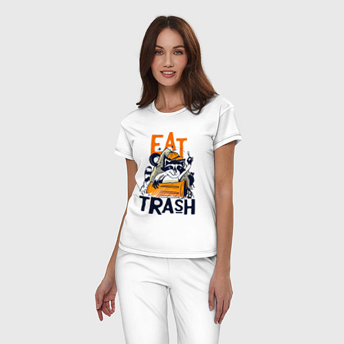 Женская пижама Ешь мусор - мусорная панда / Белый – фото 3