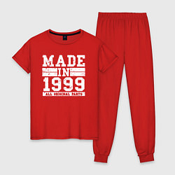 Пижама хлопковая женская Сделано в 1999 оригинальные детали, цвет: красный