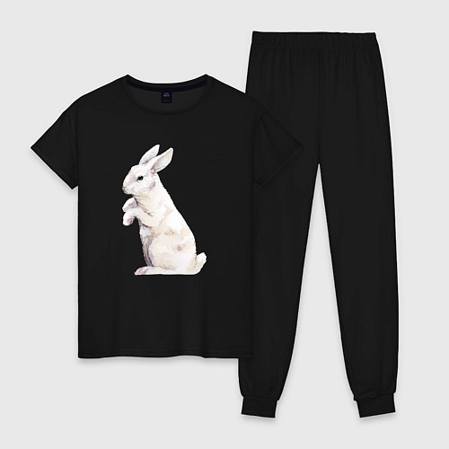 Женская пижама Белый милый кролик / Черный – фото 1