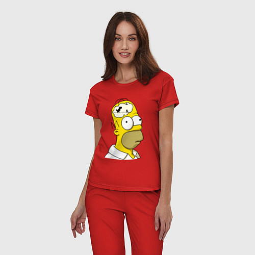 Женская пижама Гомер Симпсон - нет подключения к интернету / Красный – фото 3
