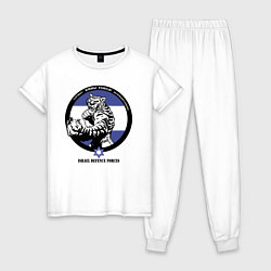 Пижама хлопковая женская Krav-maga tiger emblem, цвет: белый