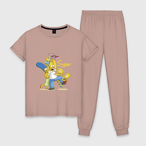 Женская пижама Симпсоны и пончики / Пыльно-розовый – фото 1