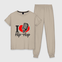 Пижама хлопковая женская Love Hip Hop, цвет: миндальный