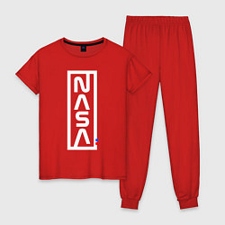 Пижама хлопковая женская Наса - logo, цвет: красный