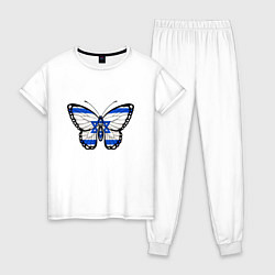 Пижама хлопковая женская Бабочка - Израиль, цвет: белый
