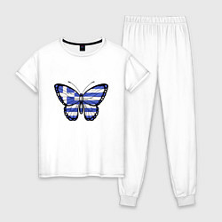 Пижама хлопковая женская Бабочка - Греция, цвет: белый
