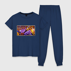 Пижама хлопковая женская Зеницу бог грома - Клинок, цвет: тёмно-синий