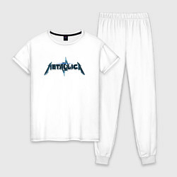 Пижама хлопковая женская Metallica коллаж логотипов, цвет: белый