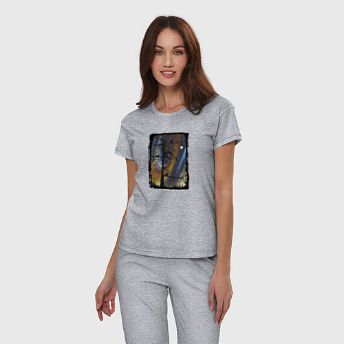 Женская пижама Кошки на дереве и северное сияние / Меланж – фото 3