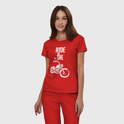 Пижама хлопковая женская Ride or Die винтаж, цвет: красный — фото 2