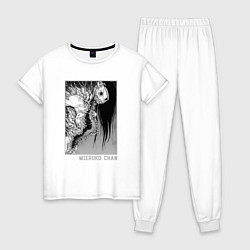 Пижама хлопковая женская Mieruko chan art, цвет: белый