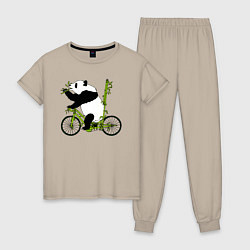 Женская пижама Панда на велосипеде с бамбуком