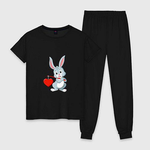 Женская пижама Влюблённый кролик / Черный – фото 1