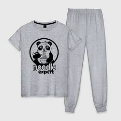 Пижама хлопковая женская Эксперт по лапше - панда, цвет: меланж
