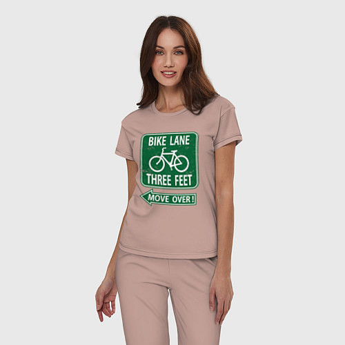 Женская пижама Велосипедная дорожка - подвинься / Пыльно-розовый – фото 3
