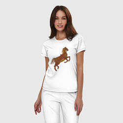 Пижама хлопковая женская Стимпанк-лошадь, цвет: белый — фото 2