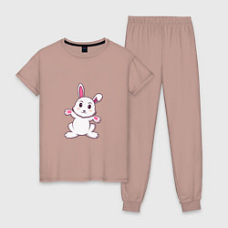 Пижама хлопковая женская Кролик - Приветики, цвет: пыльно-розовый