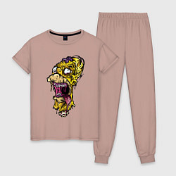 Пижама хлопковая женская Homer Simpson - zombie - Halloween, цвет: пыльно-розовый