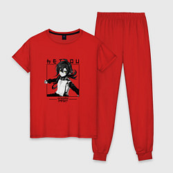 Пижама хлопковая женская Хэйдзо в квадрате, цвет: красный