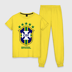 Пижама хлопковая женская Brasil CBF, цвет: желтый