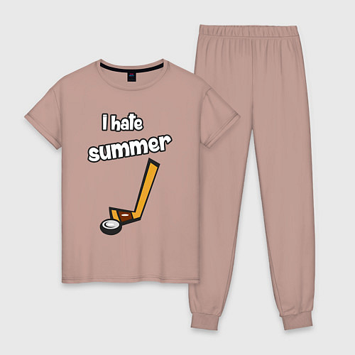 Женская пижама Я ненавижу лето - хоккеист / Пыльно-розовый – фото 1