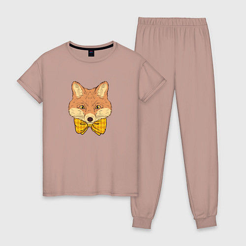 Женская пижама Голова лисы с бантом / Пыльно-розовый – фото 1