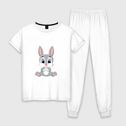 Пижама хлопковая женская Добрый зайчишка, цвет: белый