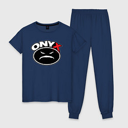 Пижама хлопковая женская Onyx - black logo, цвет: тёмно-синий