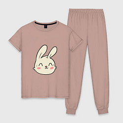 Пижама хлопковая женская Добрый кролик, цвет: пыльно-розовый