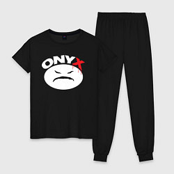 Пижама хлопковая женская Onyx logo white, цвет: черный