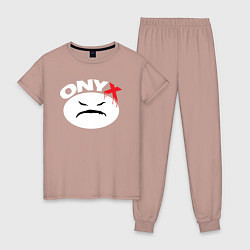 Пижама хлопковая женская Onyx logo white, цвет: пыльно-розовый