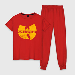 Пижама хлопковая женская Wu scratches logo, цвет: красный