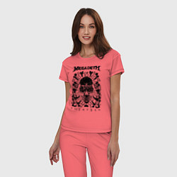 Пижама хлопковая женская Megadeth Thirteen, цвет: коралловый — фото 2