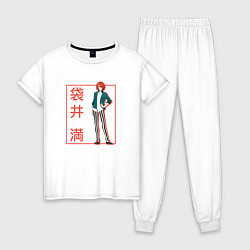 Пижама хлопковая женская Митиру Фукурой арт - Красавчики детективы, цвет: белый