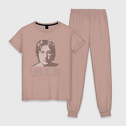 Женская пижама Портрет Джона Леннона и текст песни Let It Be
