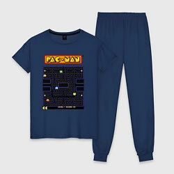 Пижама хлопковая женская Pac-Man на ZX-Spectrum, цвет: тёмно-синий