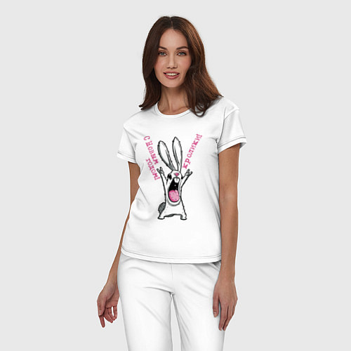Женская пижама С новым годом, кролики, год кролика / Белый – фото 3