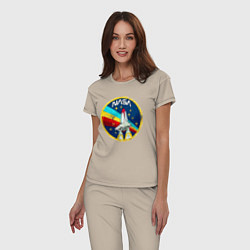 Пижама хлопковая женская NASA - emblem - USA, цвет: миндальный — фото 2