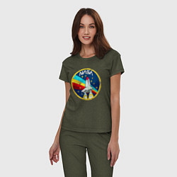 Пижама хлопковая женская NASA - emblem - USA, цвет: меланж-хаки — фото 2