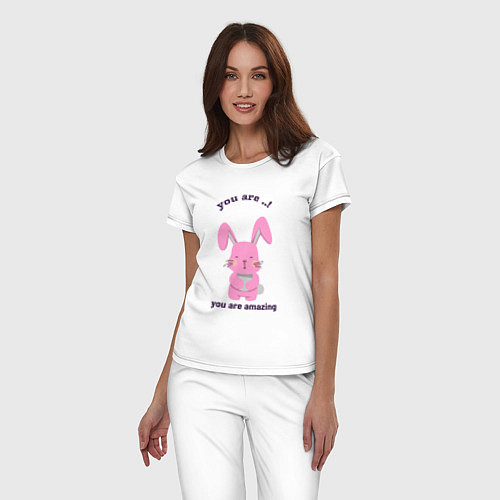 Женская пижама Год розового кролика / Белый – фото 3