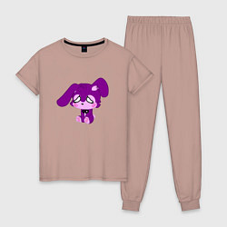 Пижама хлопковая женская Фиолетовый зайка, цвет: пыльно-розовый