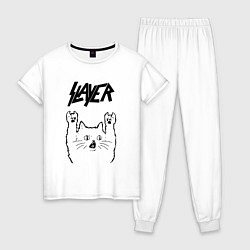 Пижама хлопковая женская Slayer - rock cat, цвет: белый