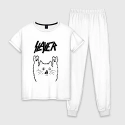 Пижама хлопковая женская Slayer - rock cat, цвет: белый