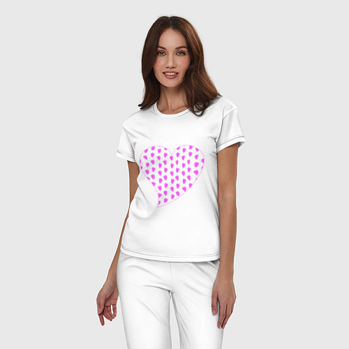 Женская пижама Стереокартинка в форме сердечка со скрытым изображ / Белый – фото 3