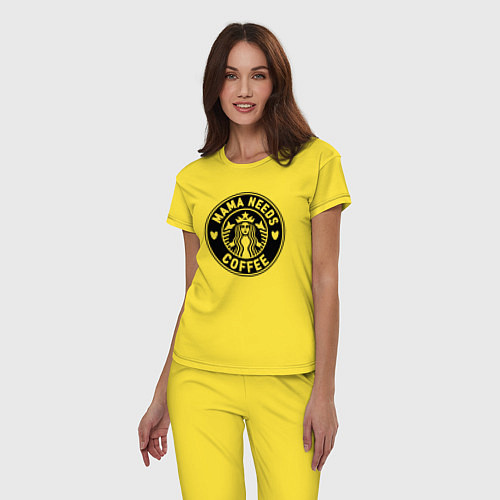 Женская пижама Мама любит кофе Старбакс / Желтый – фото 3