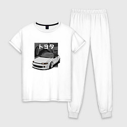 Пижама хлопковая женская Toyota Sera JDM Retro Design, цвет: белый