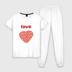 Пижама хлопковая женская Переплетение в сердце, цвет: белый