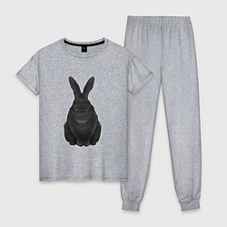 Пижама хлопковая женская Черный водяной кролик - 2023, цвет: меланж