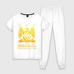 Пижама хлопковая женская Manchester City gold, цвет: белый