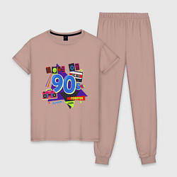 Пижама хлопковая женская Best of 90s, цвет: пыльно-розовый